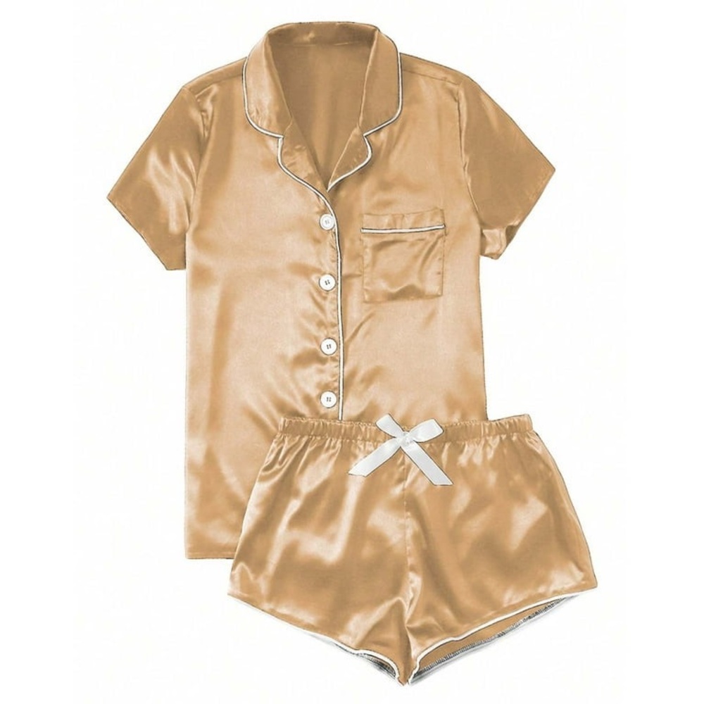 Gold Women's Satin Pajama Set